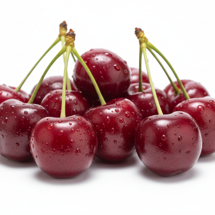 cerezas hiperrealista en fondo blanco
