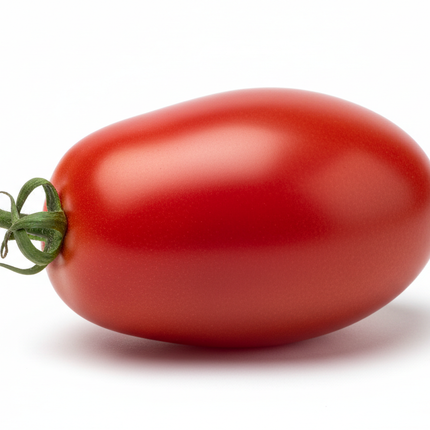 tomate san marzan, hiperrealista en fondo blanco